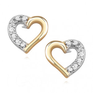 Cercei argint placati partial cu aur galben inima cu pietre DiAmanti Z1091EGR_W-DIA (Argint 925‰ 1,1 g.)
